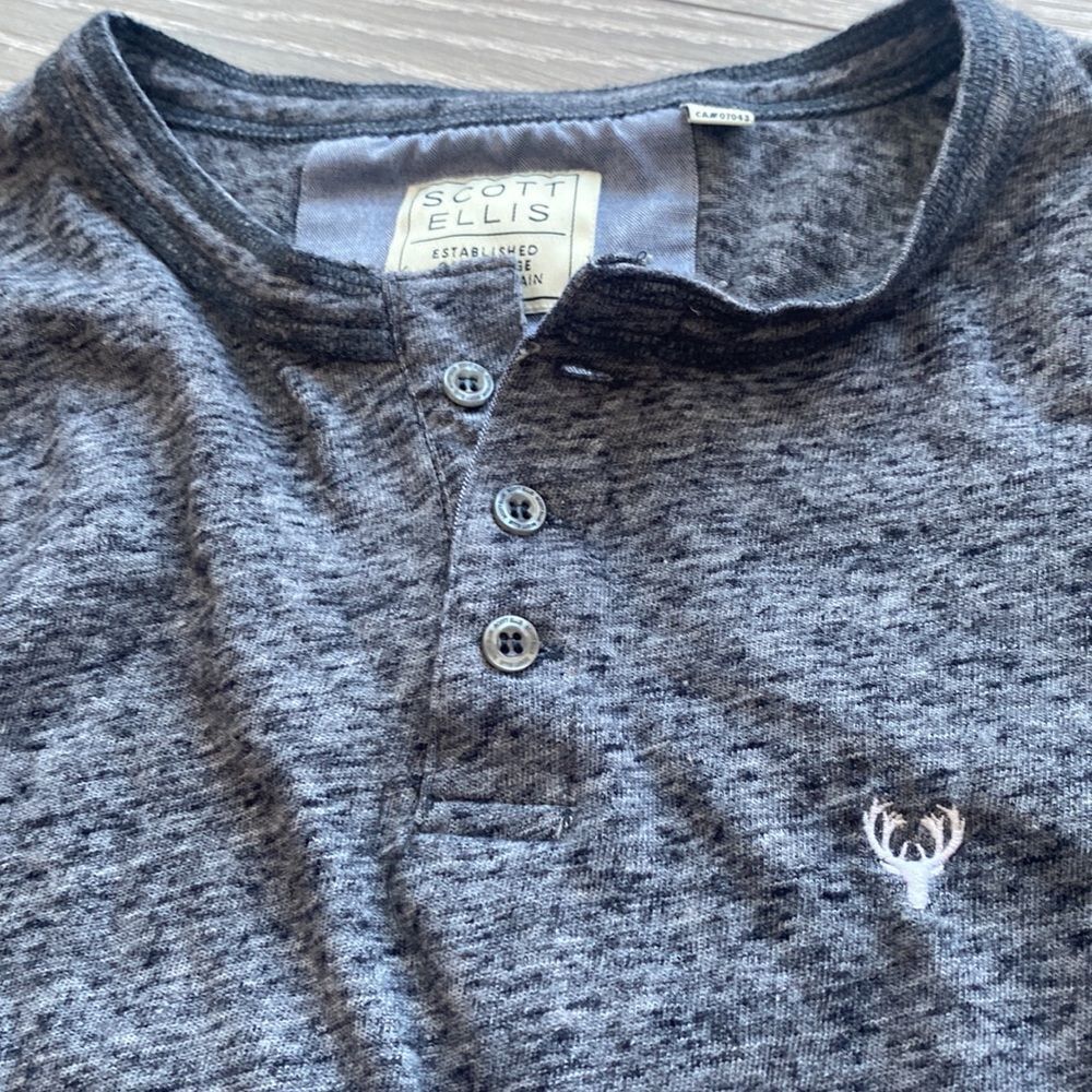 Henley Grey Long Sleeved Shirt - Picture 2 of 7